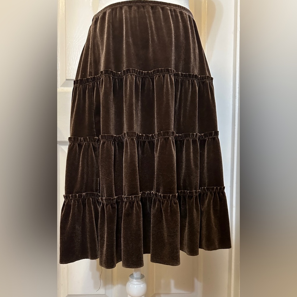 BCBGMaxAzria Chocolate Velvet A-Line Skirt Size Medium